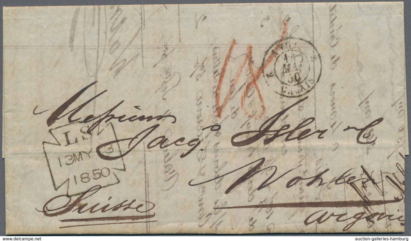 Großbritannien: 1845/1856, "Postal Rates And Routes Great Britain To Switzerland": 8 Letters Mostly - Briefe U. Dokumente