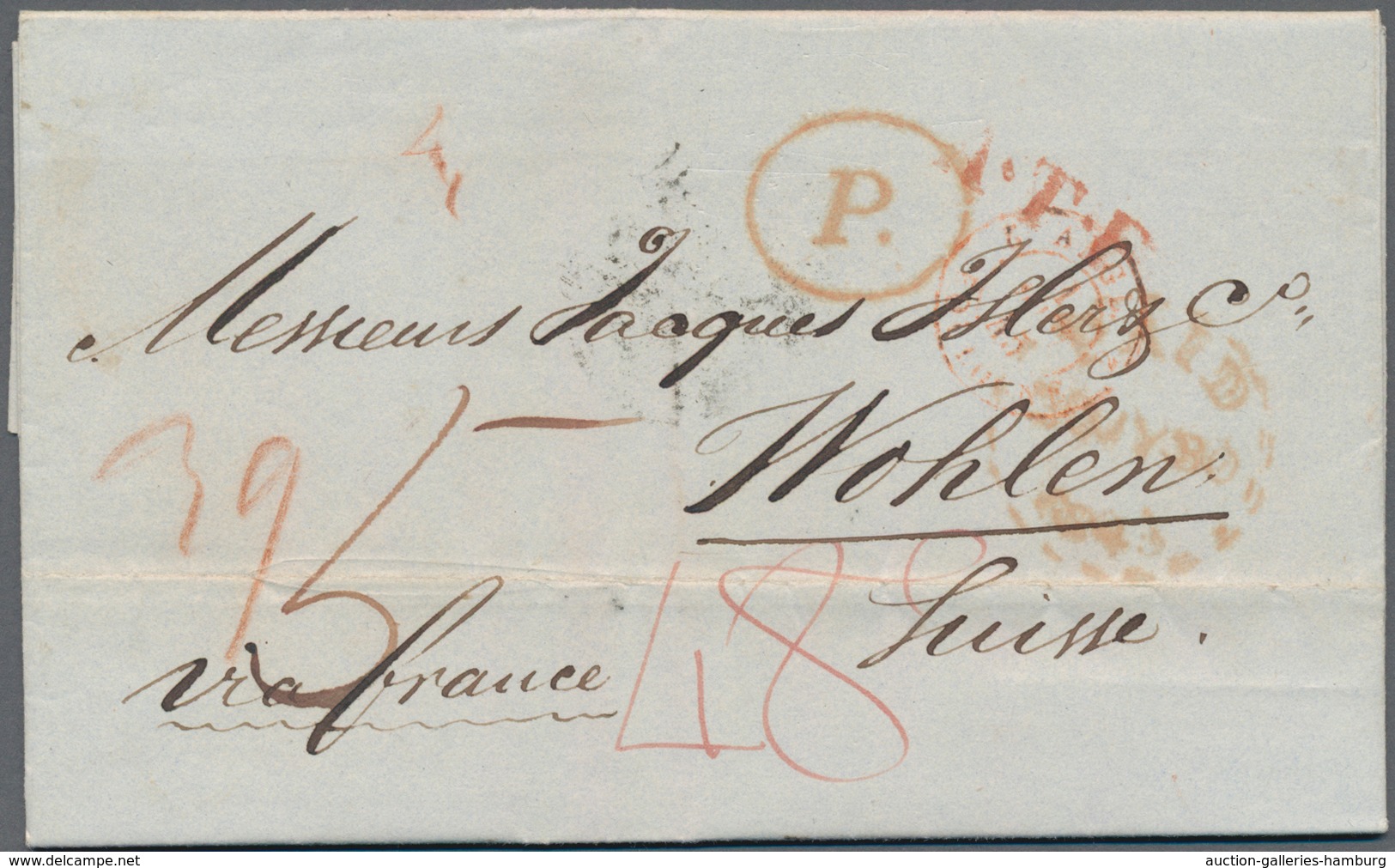 Großbritannien: 1845/1856, "Postal Rates And Routes Great Britain To Switzerland": 8 Letters Mostly - Brieven En Documenten