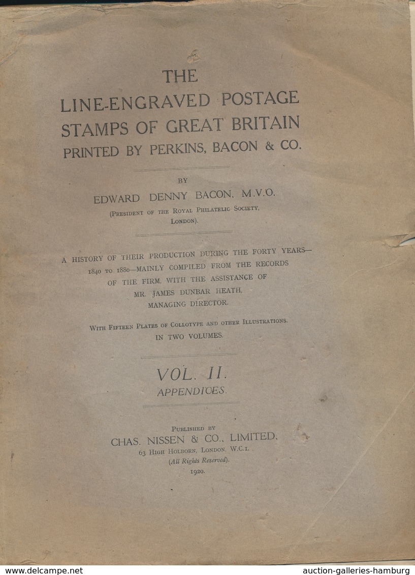 Großbritannien: (1840-1880). The Line-Engraved Postage Stamps Of Great Britain Printed By Perkins Ba - Cartas & Documentos