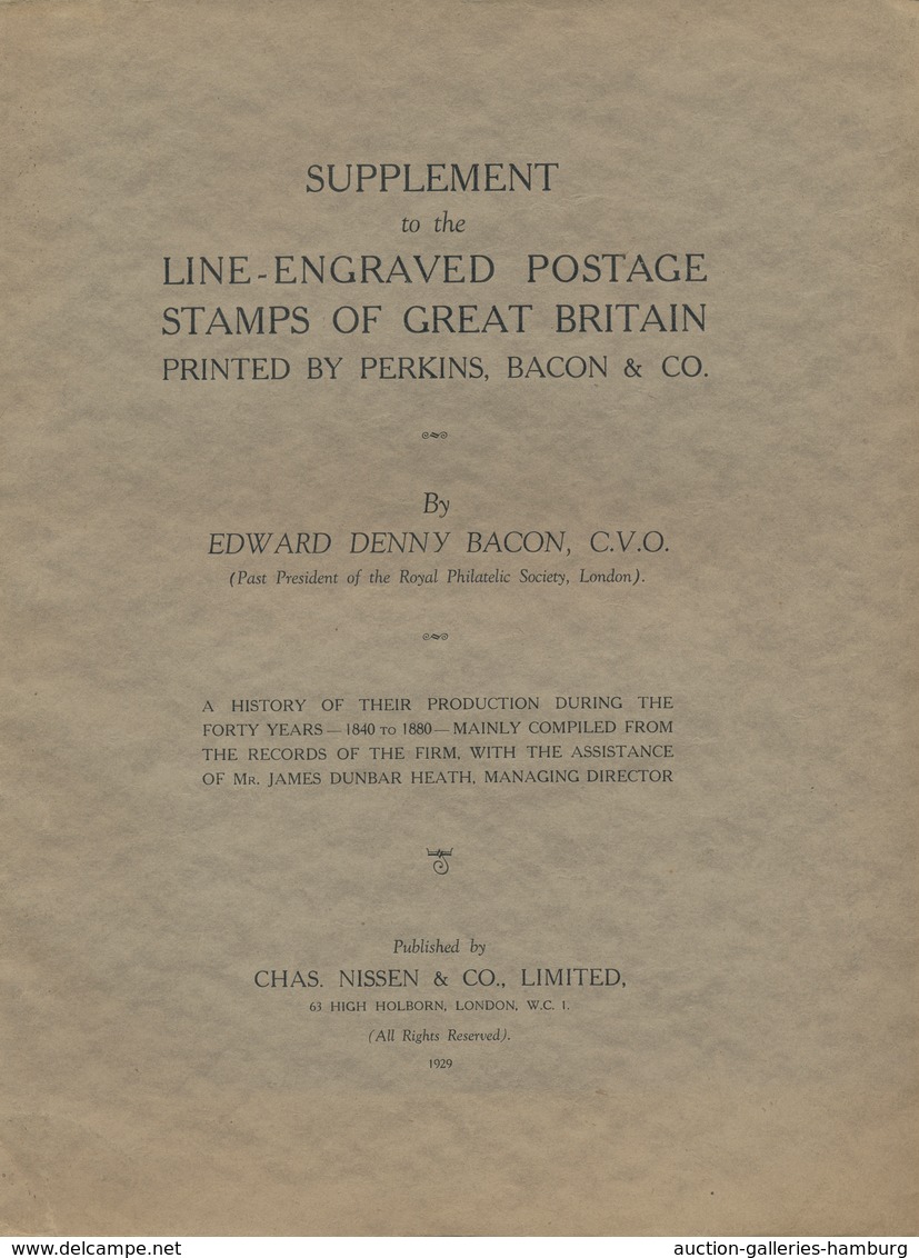 Großbritannien: (1840-1880). The Line-Engraved Postage Stamps Of Great Britain Printed By Perkins Ba - Briefe U. Dokumente