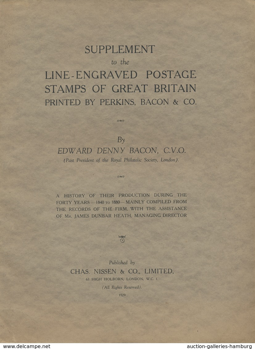 Großbritannien: (1840-1880). The Line-Engraved Postage Stamps Of Great Britain Printed By Perkins Ba - Covers & Documents