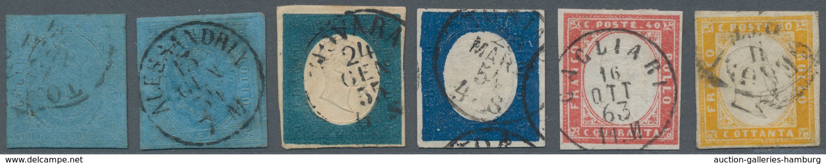 Italien - Altitalienische Staaten: Sardinien: 1851-63, Sardinia Two 20 C. Blue Fine Used Sass.5 (one - Sardinia