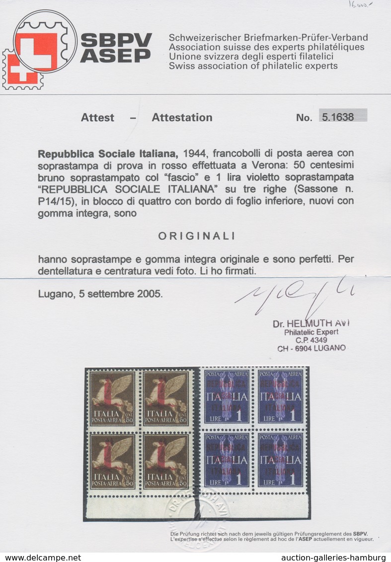 Italien: 1944-45, 2REP. SOC. ITALIANA ISSUES" Assembling Of High Value Stamps And Blocks, Air Mail I - Zonder Classificatie