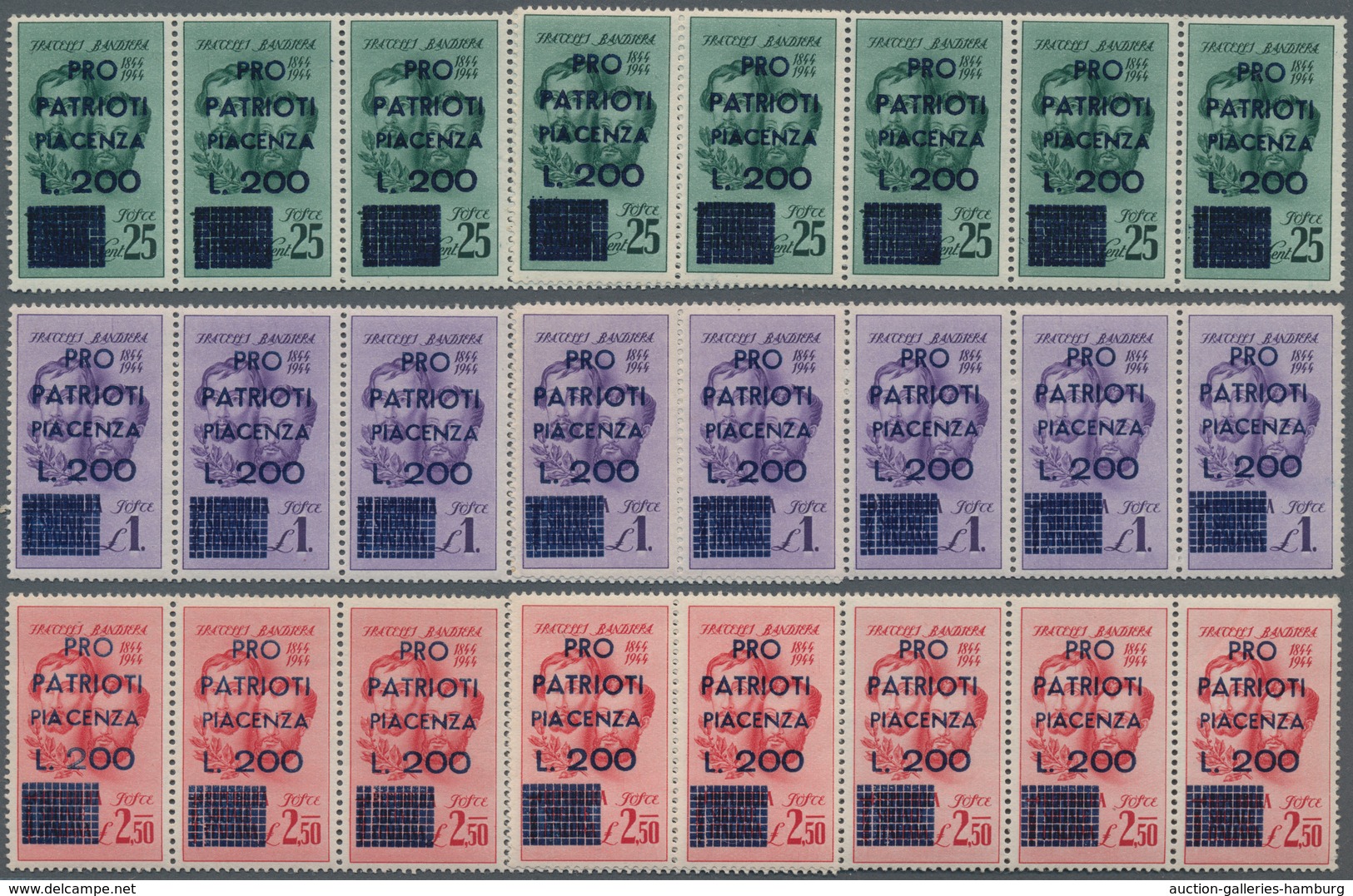 Italien: 1944-45, 2REP. SOC. ITALIANA ISSUES" Assembling Of High Value Stamps And Blocks, Air Mail I - Unclassified