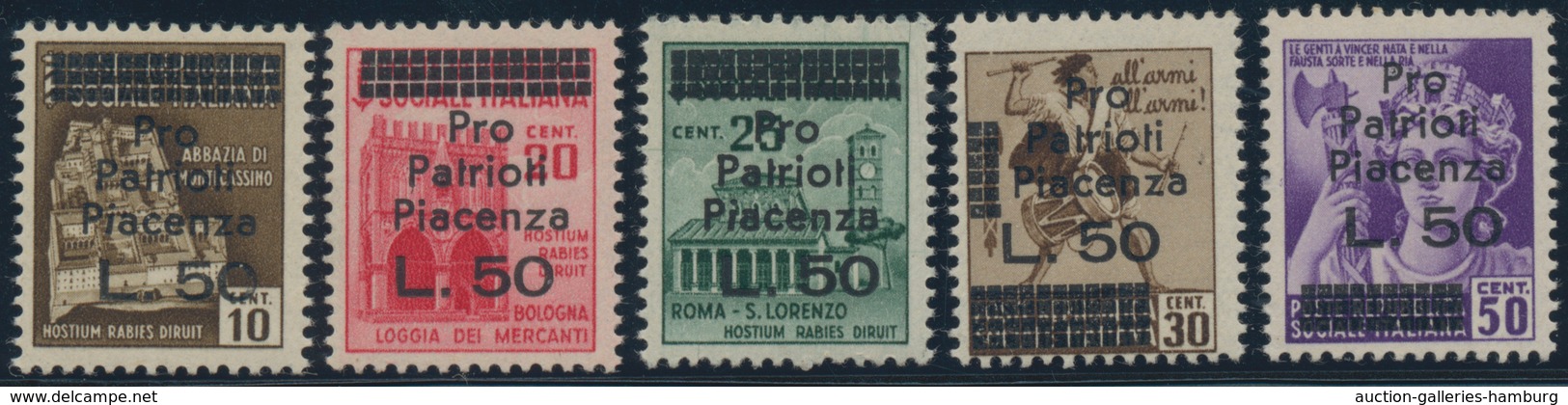 Italien: 1944-45, 2REP. SOC. ITALIANA ISSUES" Assembling Of High Value Stamps And Blocks, Air Mail I - Ohne Zuordnung