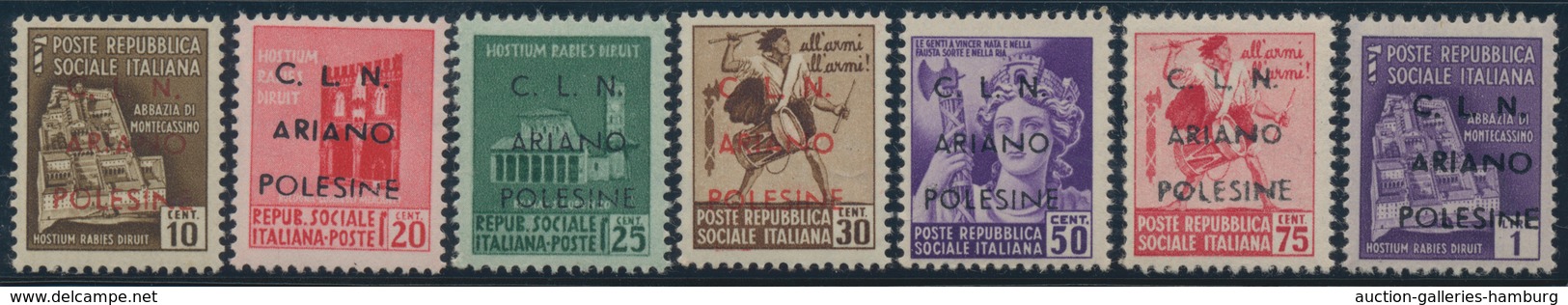 Italien: 1944-45, 2REP. SOC. ITALIANA ISSUES" assembling of high value stamps and blocks, Air mail i