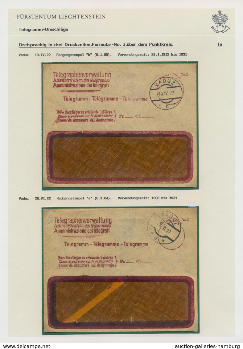 Liechtenstein - Besonderheiten: 1910/1995 (ca.), Ausstellungsmäßig Aufgezogene Sammlung Telegramm-Fo - Sonstige & Ohne Zuordnung