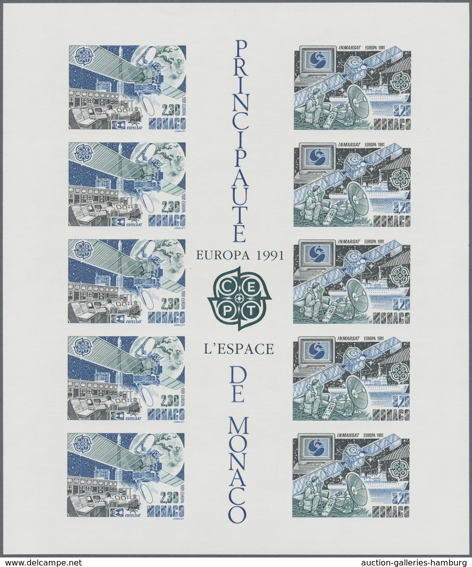 Monaco: 1991, Cept Souvenir Sheet "Space" IMPERFORATE, Lot Of 50 Pieces Mint Never Hinged. Maury 180 - Otros & Sin Clasificación