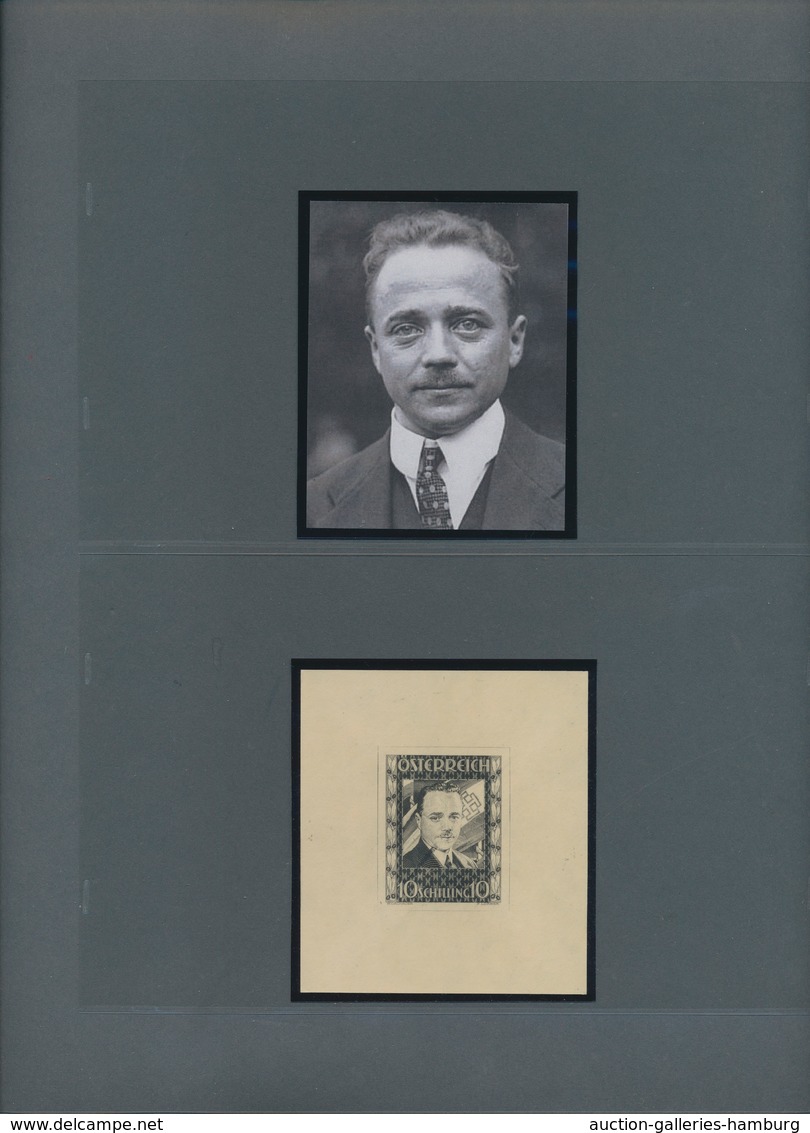 Österreich: 1936, DOLLFUß, sehr gehaltvolle Spezialsammlung der PROBEDRUCKE zur 10 Schilling Freimar