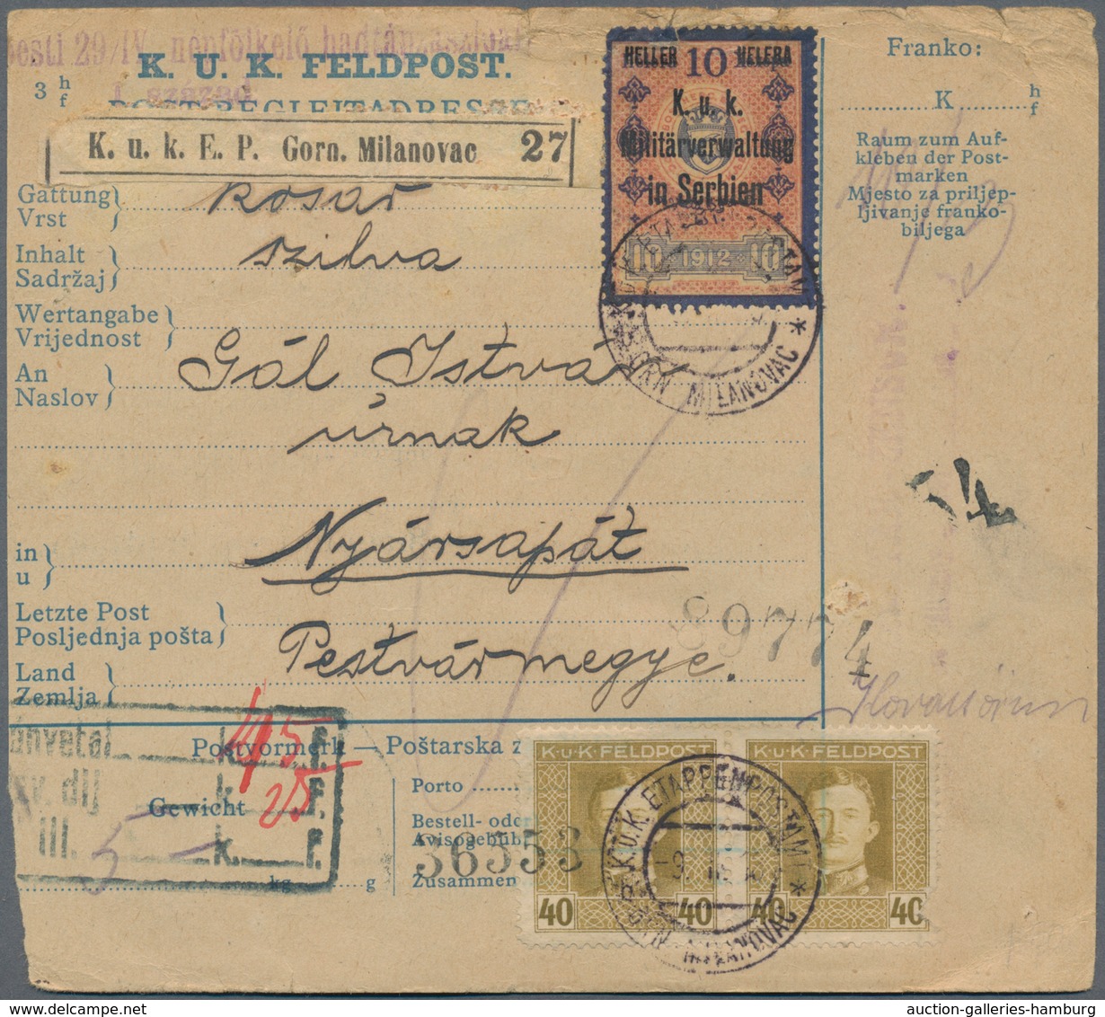 Österreichisch-Ungarische Feldpost - Allgemeine Ausgabe: 1915/1918, Partie Von 24 Feldpost-Belegen ( - Sonstige & Ohne Zuordnung