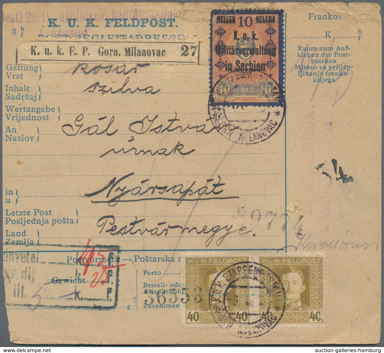 Österreichisch-Ungarische Feldpost - Allgemeine Ausgabe: 1915/1918, Partie Von 24 Feldpost-Belegen ( - Autres & Non Classés