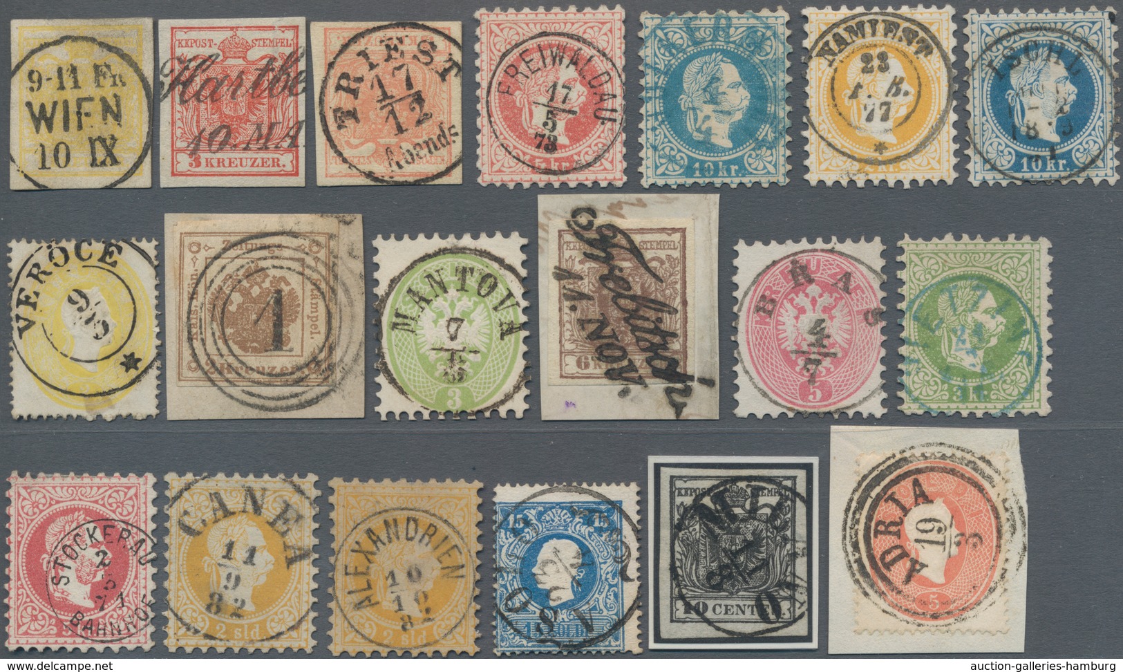 Österreich - Stempel: 1850/1898, Sehr Attraktive Sammlung Mit Ca.50 Ausgewählten Stempeln. Dabei Mar - Frankeermachines (EMA)