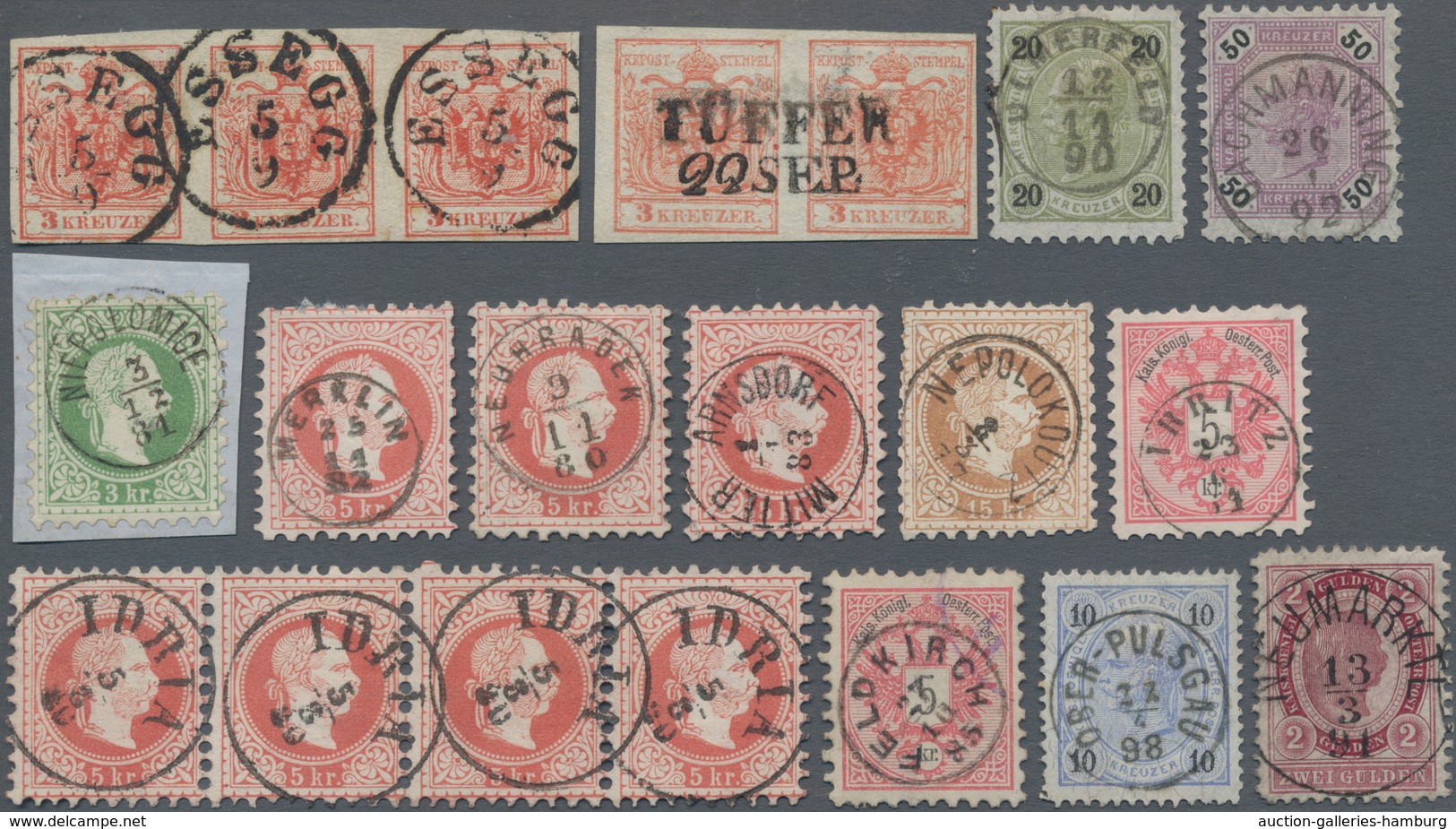 Österreich - Stempel: 1850/1898, Sehr Attraktive Sammlung Mit Ca.50 Ausgewählten Stempeln. Dabei Mar - Máquinas Franqueo (EMA)