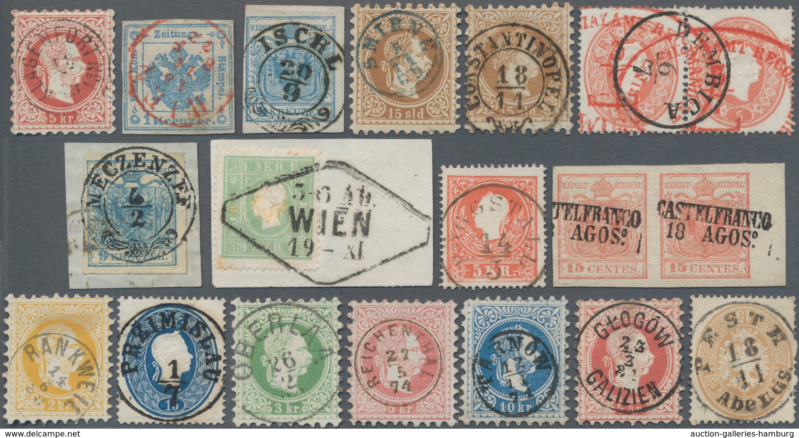 Österreich - Stempel: 1850/1898, Sehr Attraktive Sammlung Mit Ca.50 Ausgewählten Stempeln. Dabei Mar - Machines à Affranchir (EMA)