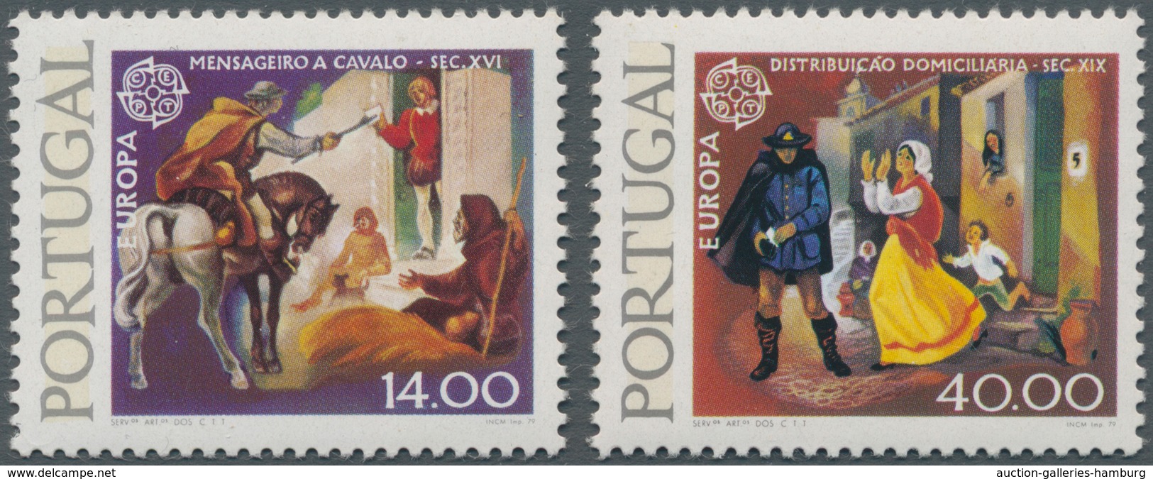 Portugal: 1979, Europa-CEPT ‚history Of Post‘ Set Of Two 14esc. And 40esc. With PHOSPHOR Strip In An - Andere & Zonder Classificatie