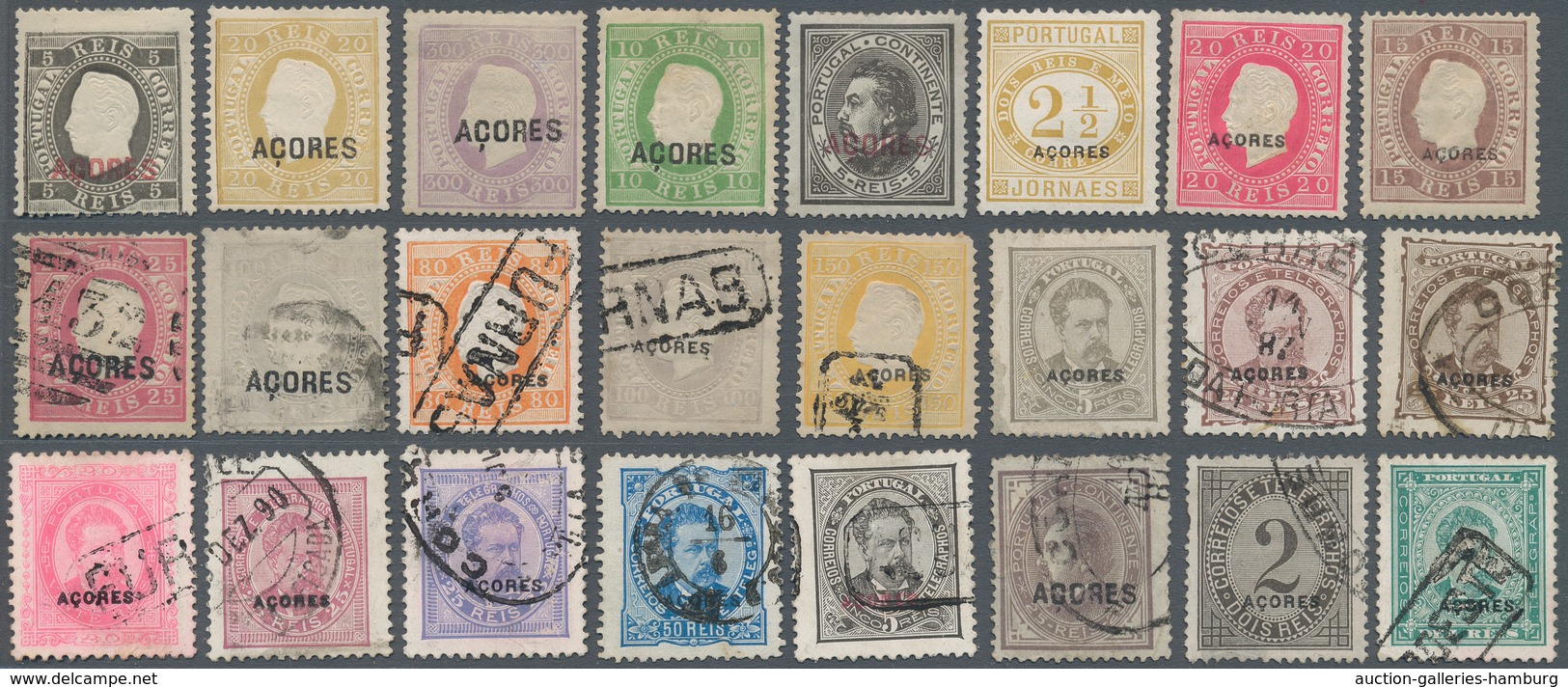 Portugal - Azoren: 1871 - 1890, 24 Values Unused And Used, Various Condition, Partly Thin Spots. - Azores