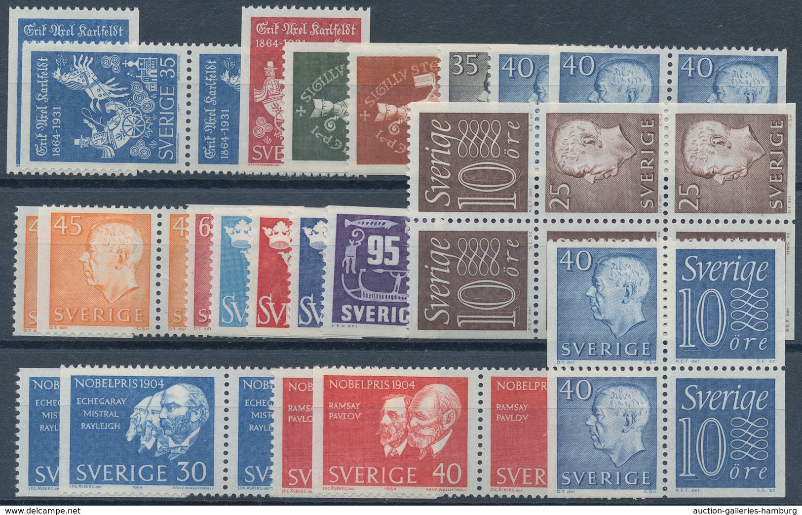 Schweden: 1960/1969, mostly complete year sets mint never hinged, a few perforation versions of defi