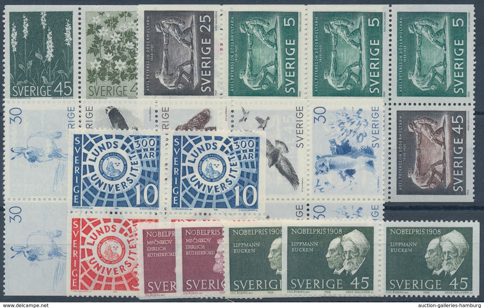 Schweden: 1960/1969, mostly complete year sets mint never hinged, a few perforation versions of defi