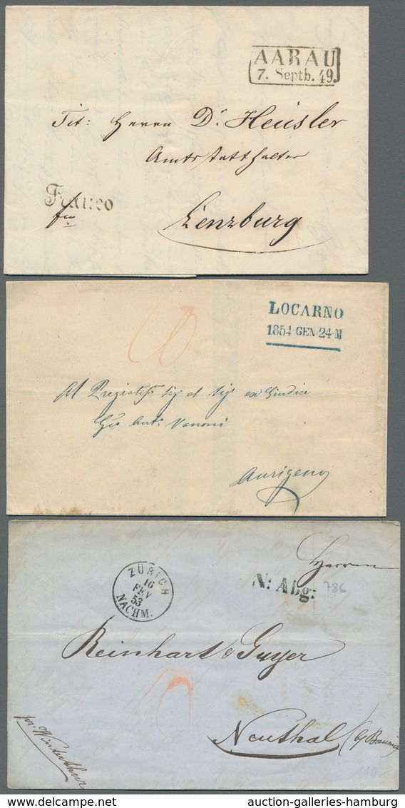 Schweiz - Vorphilatelie: 1835-1863, Partie Von 23 Vorphila- Bzw. Markenlosen Briefen Von Diversen Or - ...-1845 Precursores