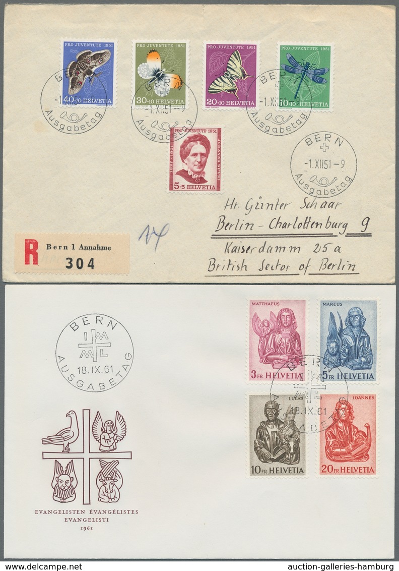 Schweiz: 1932-2005, Sammlung von über 410 FDC in fünf Alben mit u.a. etlichen besseren frühen Stücke