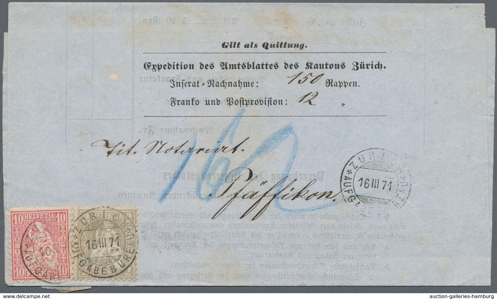 Schweiz: 1855/1889, Neun Verschiedene Nachnahmen, Meist Streifbänder Mit Interessanter Frankatur. Da - Gebraucht