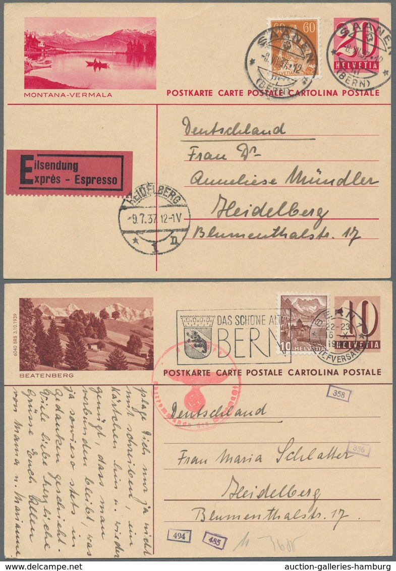 Schweiz - Ganzsachen: 1923-1964, Spezialisierte Sammlung Von Etwa 250 Gebrauchten Und Ungebrauchten - Enteros Postales
