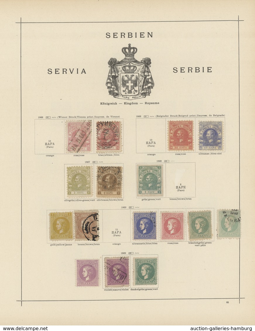 Serbien: 1869/1920, Used And Mint Collection Of Apprx. 120 Stamps On Album Pages, Slightly Varied Co - Serbia