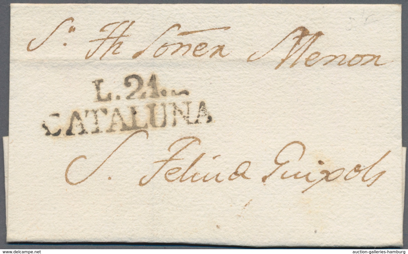 Spanien - Vorphilatelie: 1740/1857 (ca.), Catalonia, Collection Of Apprx. 64 Letters, Showing Nice R - ...-1850 Prephilately