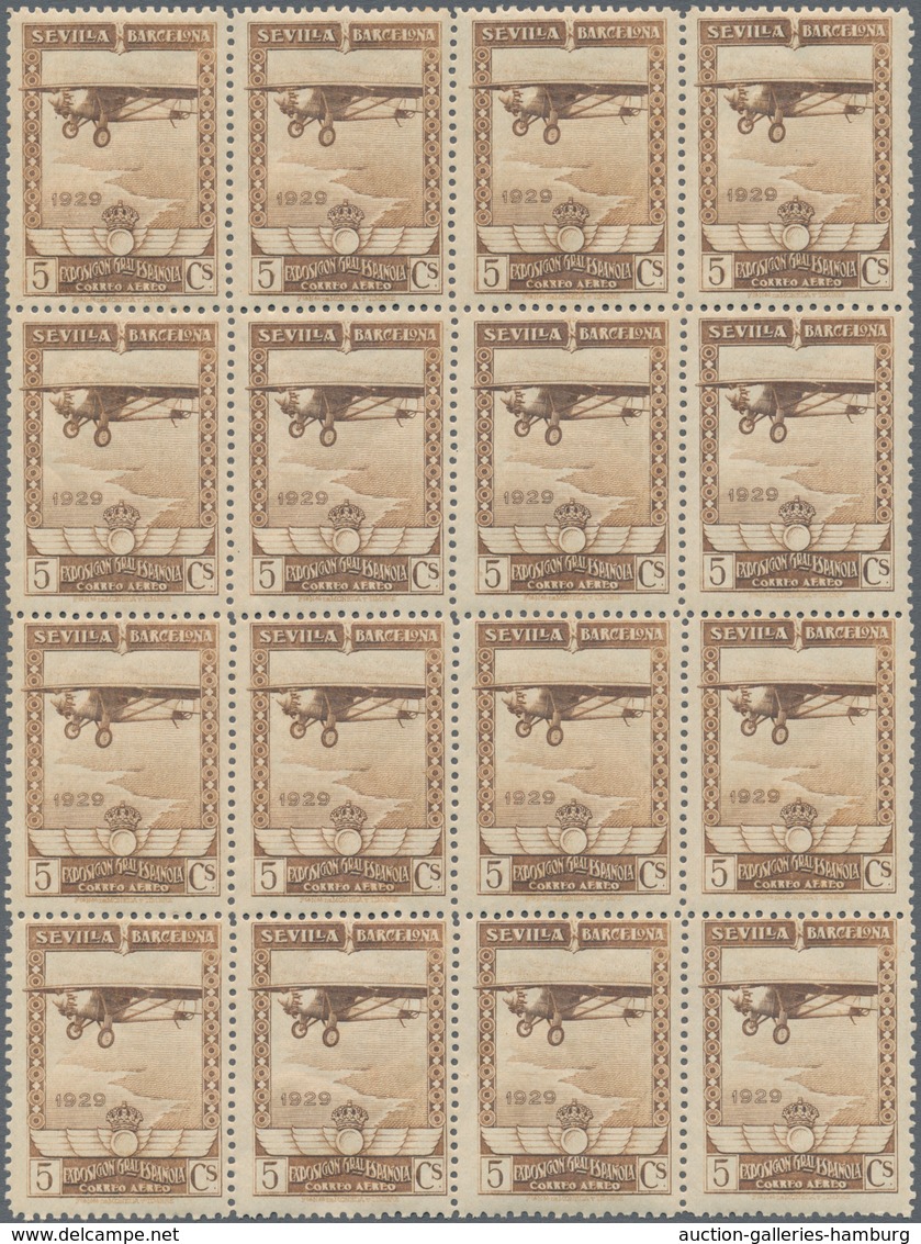 Spanien: 1929, Airmail Issue 5c. Pale Brown Showing Airplane 'Spirit Of St. Louis' In A Lot With Abo - Cartas & Documentos