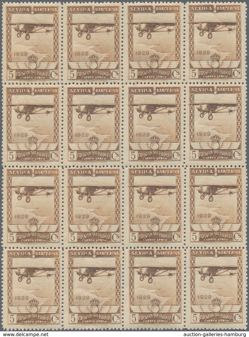 Spanien: 1929, Airmail Issue 5c. Pale Brown Showing Airplane 'Spirit Of St. Louis' In A Lot With Abo - Briefe U. Dokumente