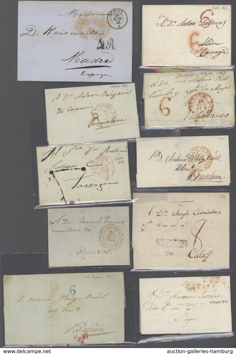 Spanien: 1786/1853, Lot Of 31 Stampless Lettersheets (incl. A Few Fronts) Showing A Nice Range Of Po - Lettres & Documents