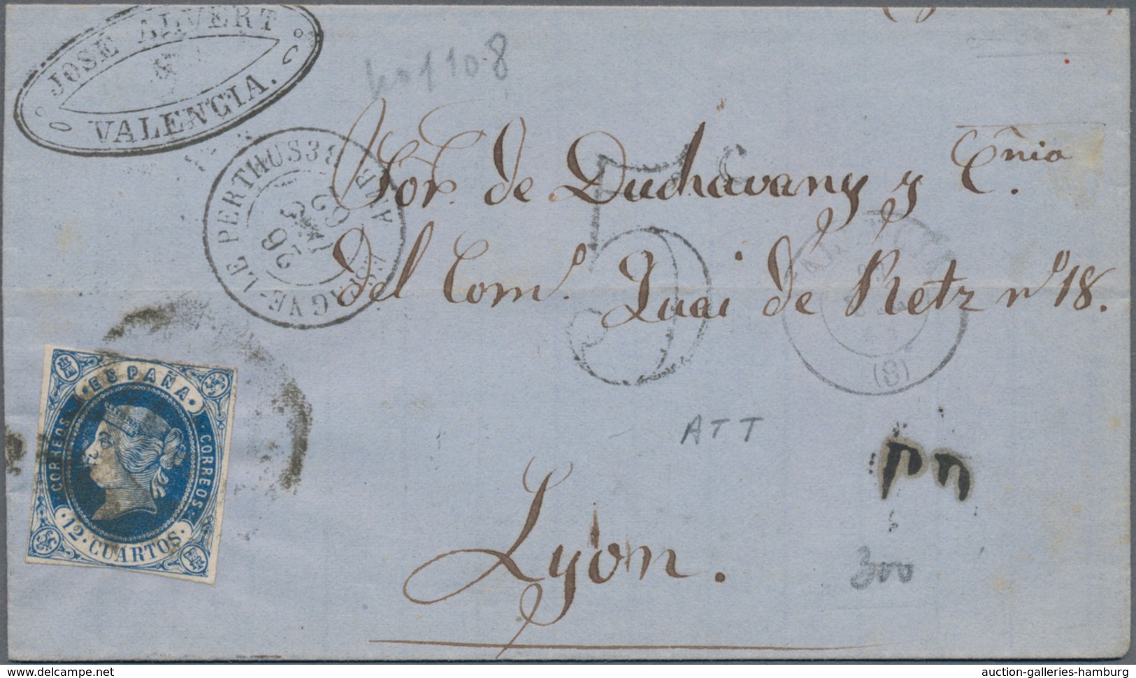 Spanien: 1860/1880, Eight Beautiful Covers To France With Nice Single Frankings, One With A Pair. Go - Lettres & Documents