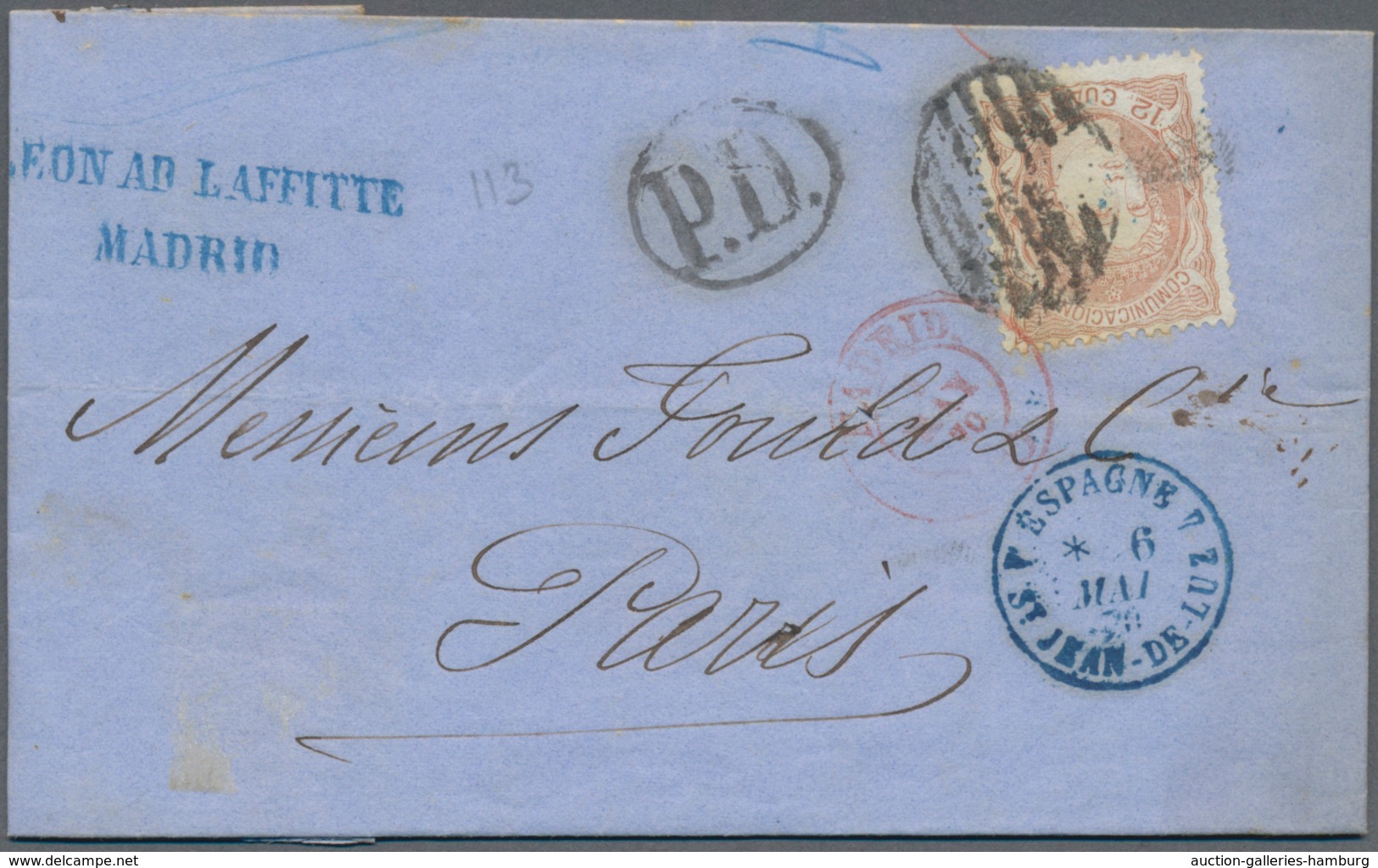 Spanien: 1860/1880, Eight Beautiful Covers To France With Nice Single Frankings, One With A Pair. Go - Cartas & Documentos