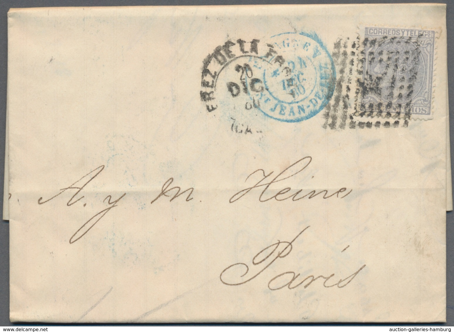 Spanien: 1860/1880, Eight Beautiful Covers To France With Nice Single Frankings, One With A Pair. Go - Briefe U. Dokumente