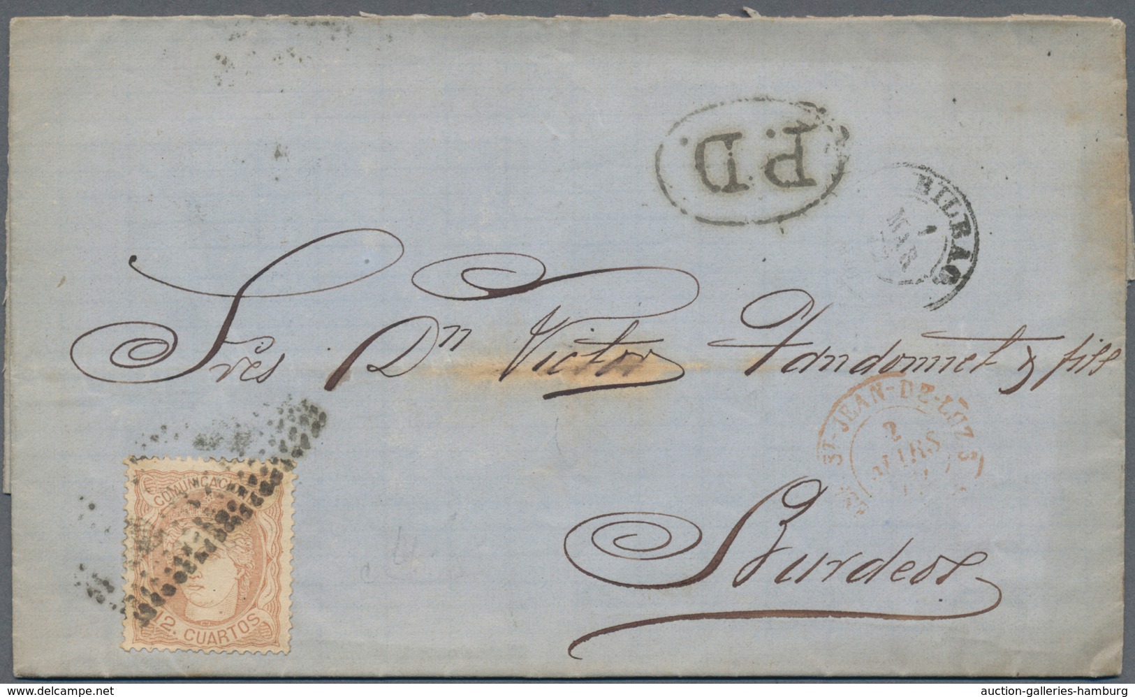 Spanien: 1860/1880, Eight Beautiful Covers To France With Nice Single Frankings, One With A Pair. Go - Cartas & Documentos