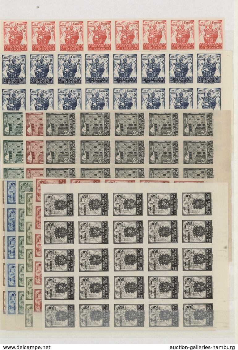 Spanien - Zwangszuschlagsmarken Für Barcelona: 1929/1945, Specialised Collection Of The Compulsory S - Impuestos De Guerra