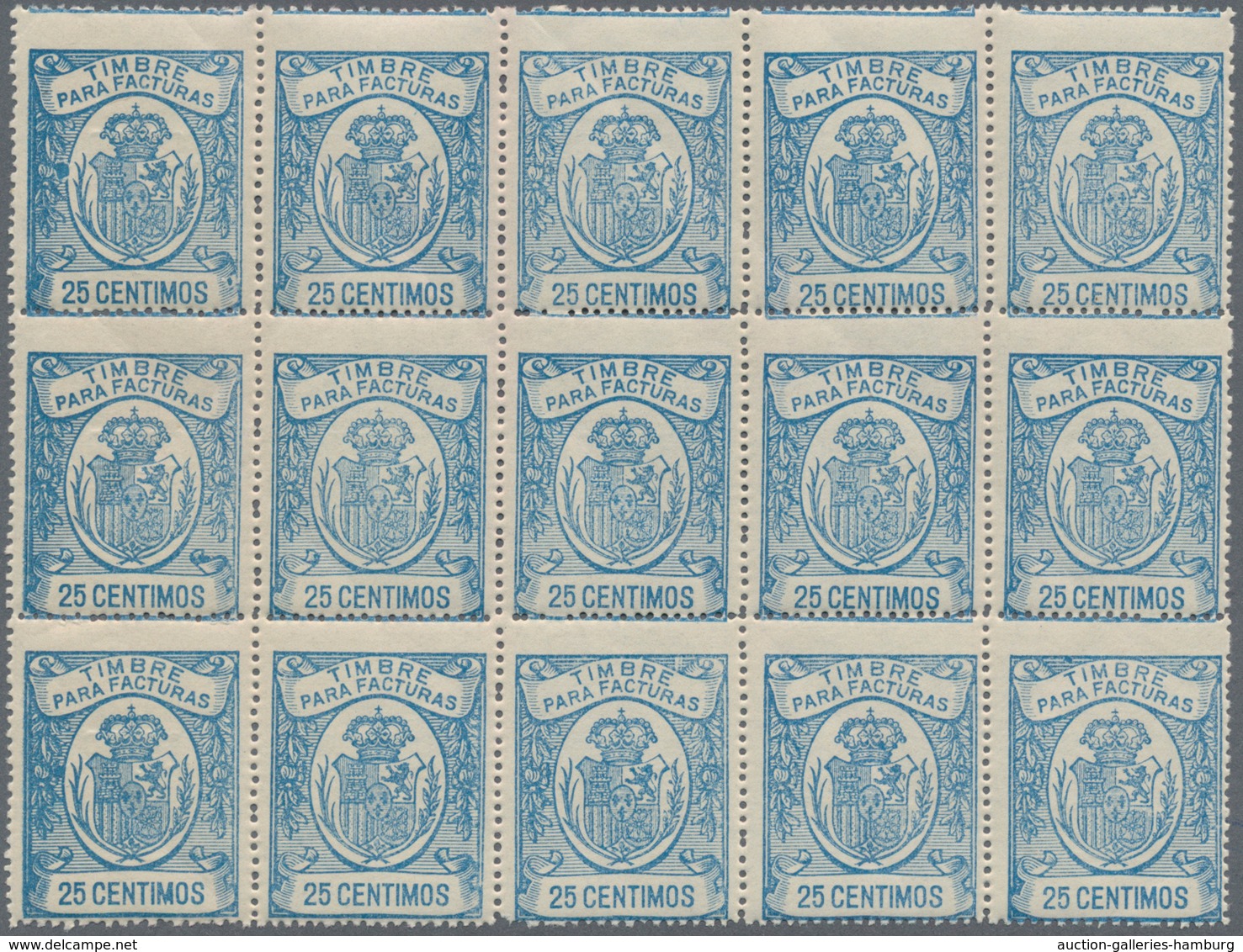 Spanien - Besonderheiten: 1930 (ca.?), Fiscal Stamp Issue 'TIMBRE PARA FACTURAS' 25 Centimos Pale Bl - Other & Unclassified
