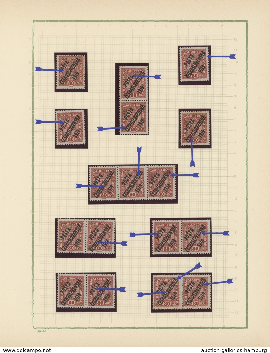 Tschechoslowakei: 1919, Mint Collection Of Apprx. 340 Stamps Of The Overprints On Austria 3h. - 1kr. - Ungebraucht