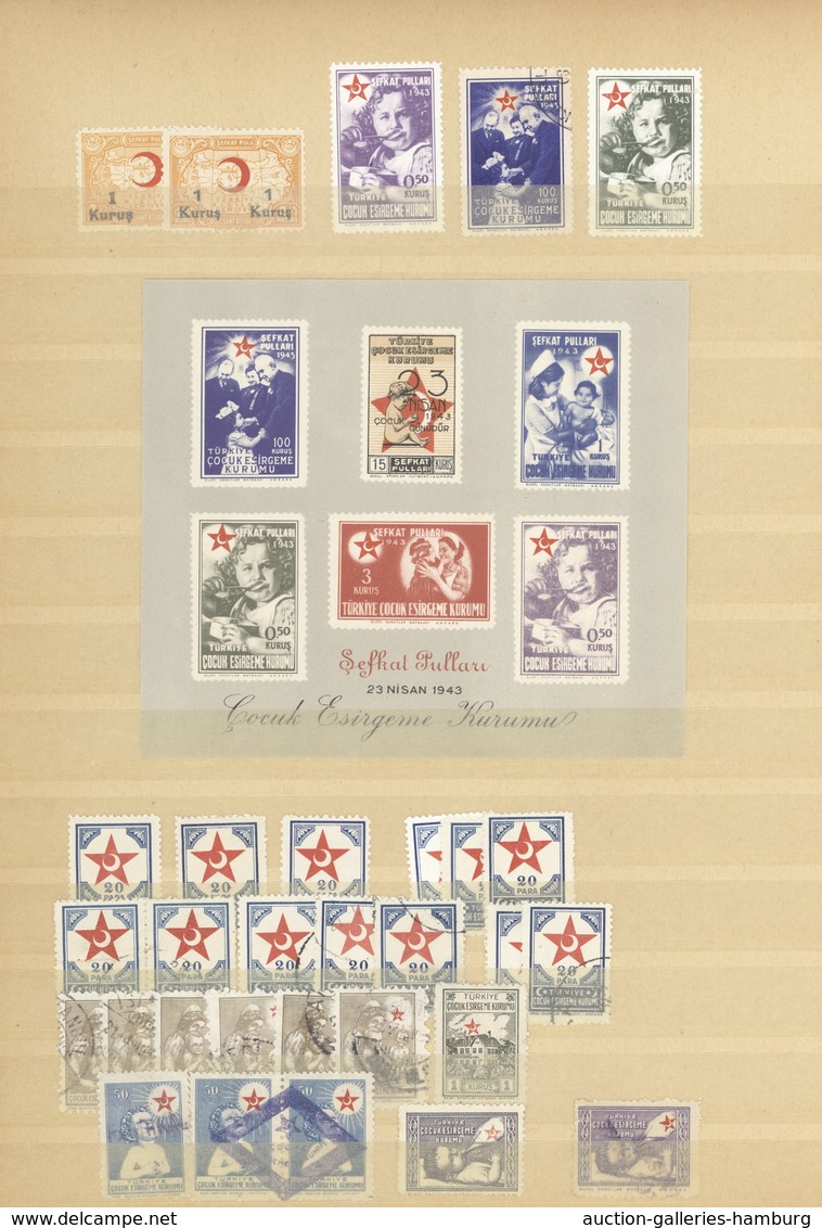 Türkei - Zwangszuschlagsmarken Für Den Roten Halbmond: 1916/58, Comprehensive Collection/accumulatio - Wohlfahrtsmarken