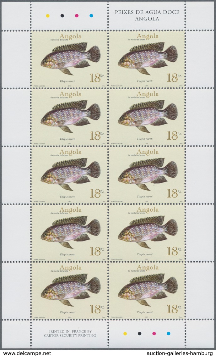 Angola: 2001, FRESH-WATER FISH, Complete Set Of 3 MNH In An Investment Lot Of 500 Sets In Little She - Angola