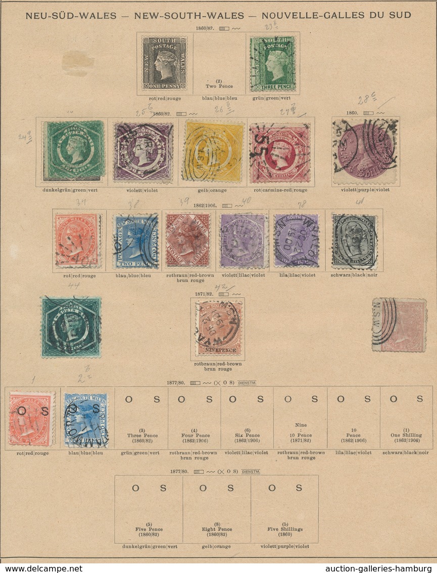 Australische Staaten: 1856-1914, Ungebrauchte Und Gestempelte Sammlung Auf Alten Albumseiten Mit Neu - Collections