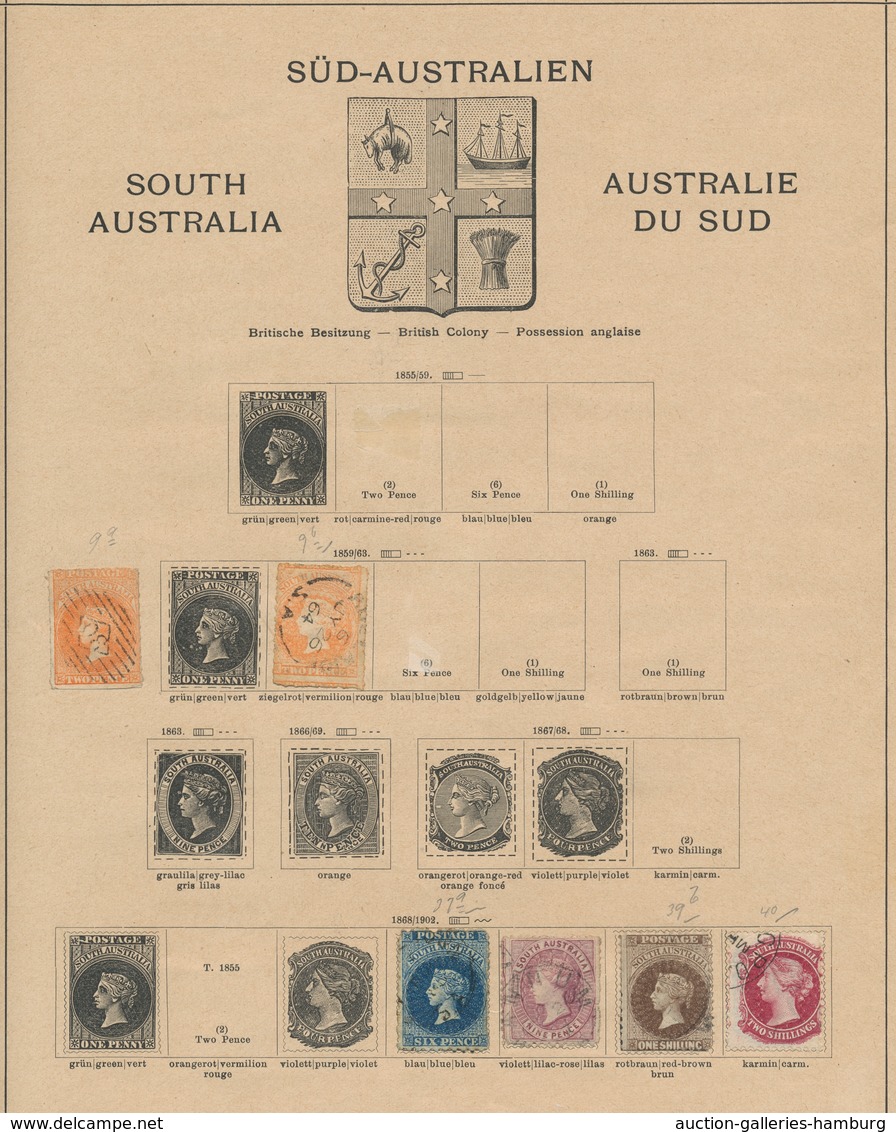 Australische Staaten: 1856-1914, Ungebrauchte Und Gestempelte Sammlung Auf Alten Albumseiten Mit Neu - Collections