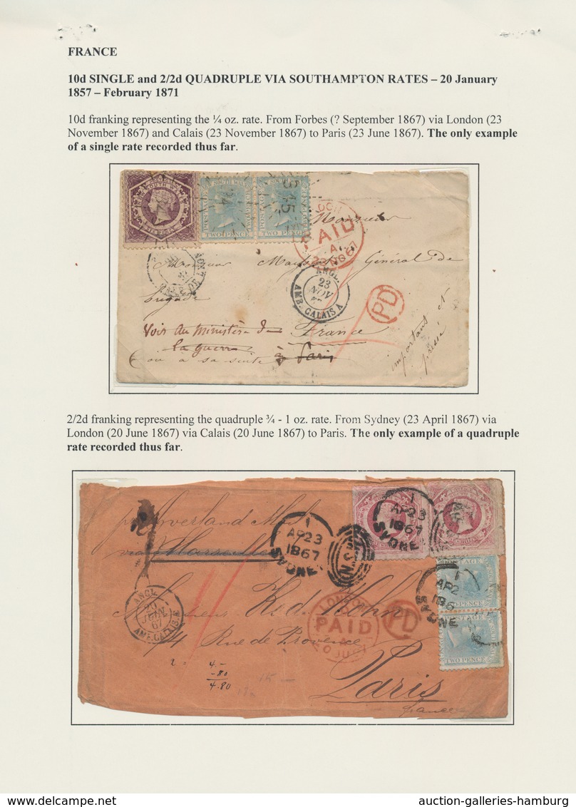 Neusüdwales: 1859/1967, Two Exhibition Pages Containing 3 Fronts And One Complete Letter, All With D - Lettres & Documents