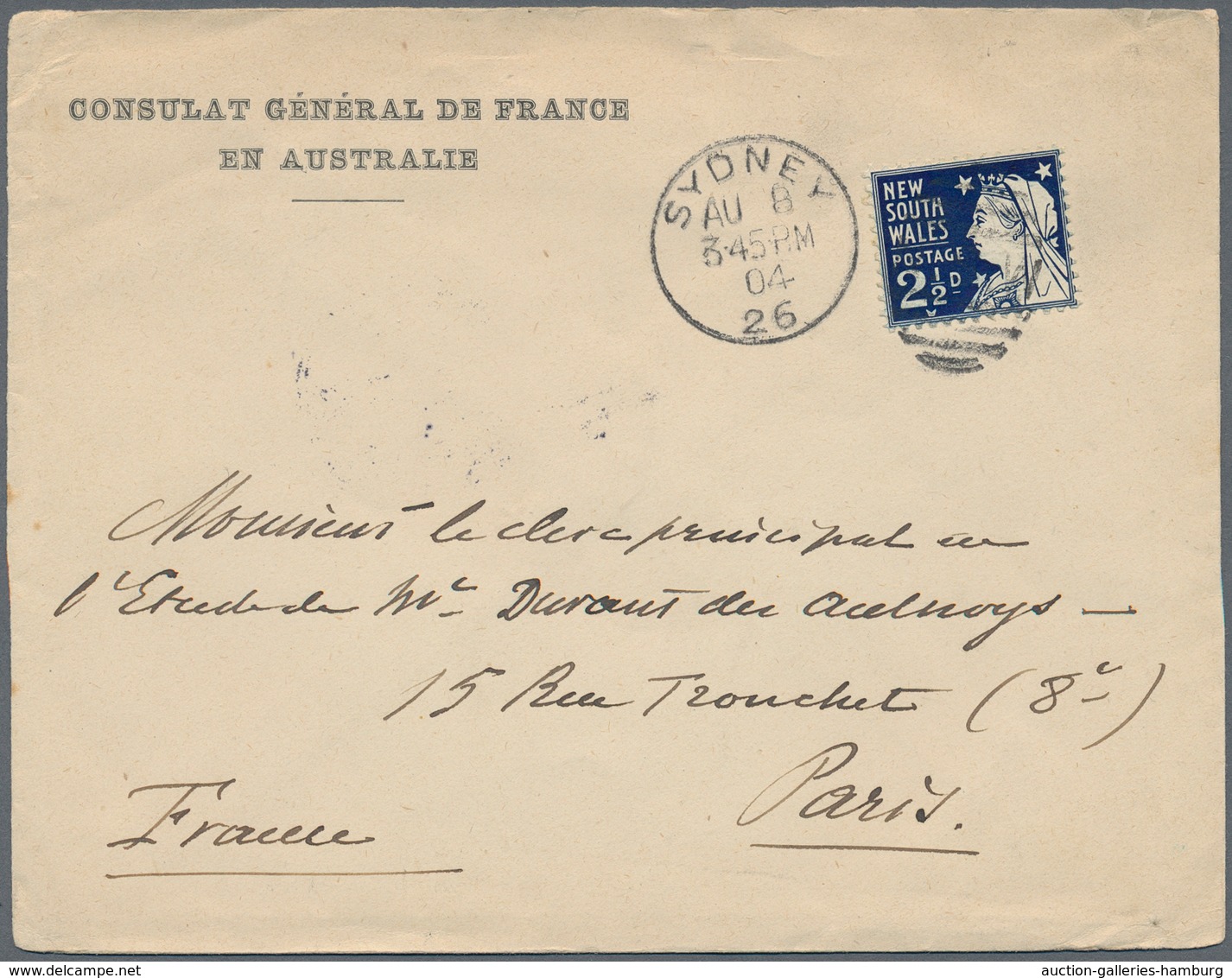 Neusüdwales: 1859/1912, Lot Of Four Covers With Sender's Imprints On Front, E.g. Typewriter Manufact - Brieven En Documenten