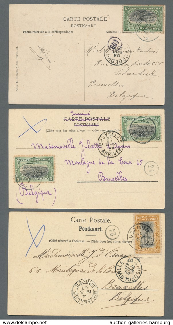 Belgisch-Kongo: 1903-1922, Attractive Lot Of Nine Postcards (no Postal Stationeries) With Some Bette - Other & Unclassified