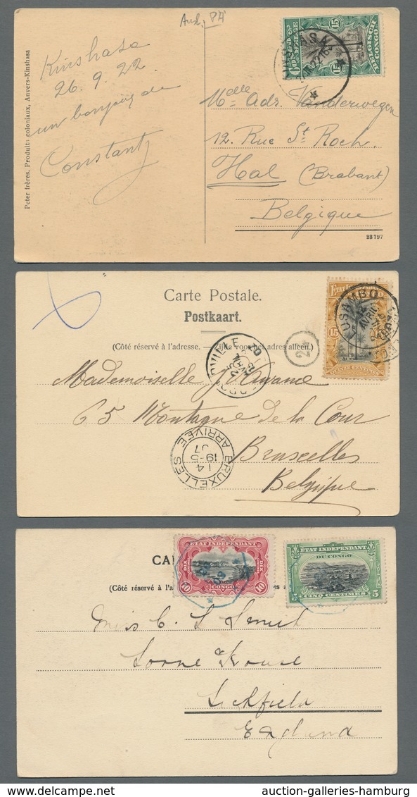 Belgisch-Kongo: 1903-1922, Attractive Lot Of Nine Postcards (no Postal Stationeries) With Some Bette - Other & Unclassified