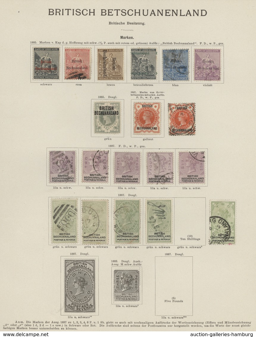 Betschuanaland: 1885-89, Kleine Sammlung Mit Mi.Nr. 1-8 Ungebraucht Oder Gestempelt, Sauber Auf Albu - 1885-1964 Herrschaft Von Bechuanaland