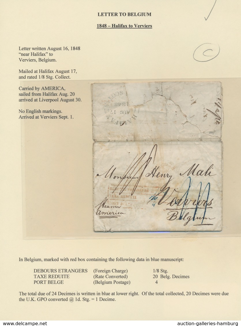 Canada - Vorphilatelie: 1841/1848, Group Of Seven Tansatlantic Covers To Europe, Showing Various Pos - ...-1851 Voorfilatelie