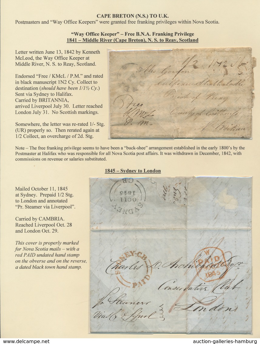 Canada - Vorphilatelie: 1841/1848, Group Of Seven Tansatlantic Covers To Europe, Showing Various Pos - ...-1851 Prefilatelia