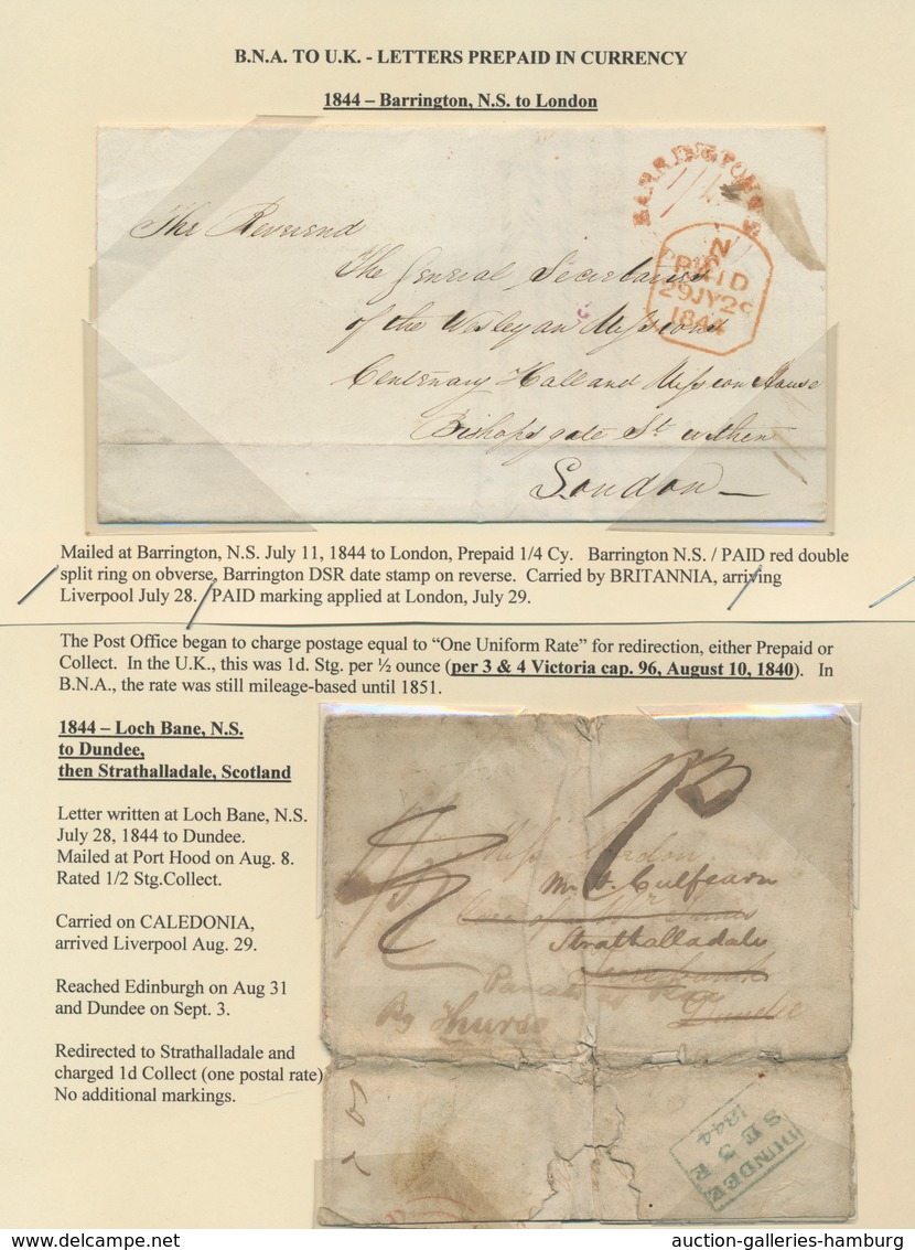 Canada - Vorphilatelie: 1841/1848, Group Of Seven Tansatlantic Covers To Europe, Showing Various Pos - ...-1851 Vorphilatelie